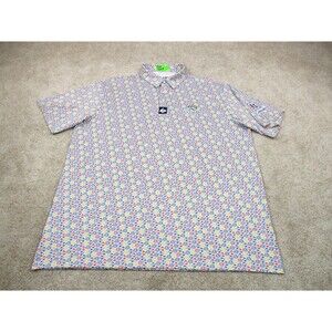 Pins & Aces Polo Shirt Mens 2XL XXL White Graphic Print Golf TPC Colorado Casual